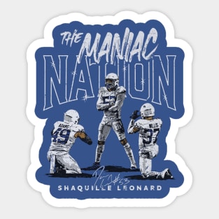 Shaquille Leonard Indianapolis Maniac Nation Sticker